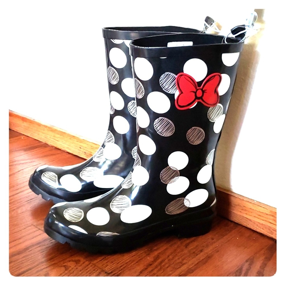 Women's Minnie Mouse dot and bow rainboots